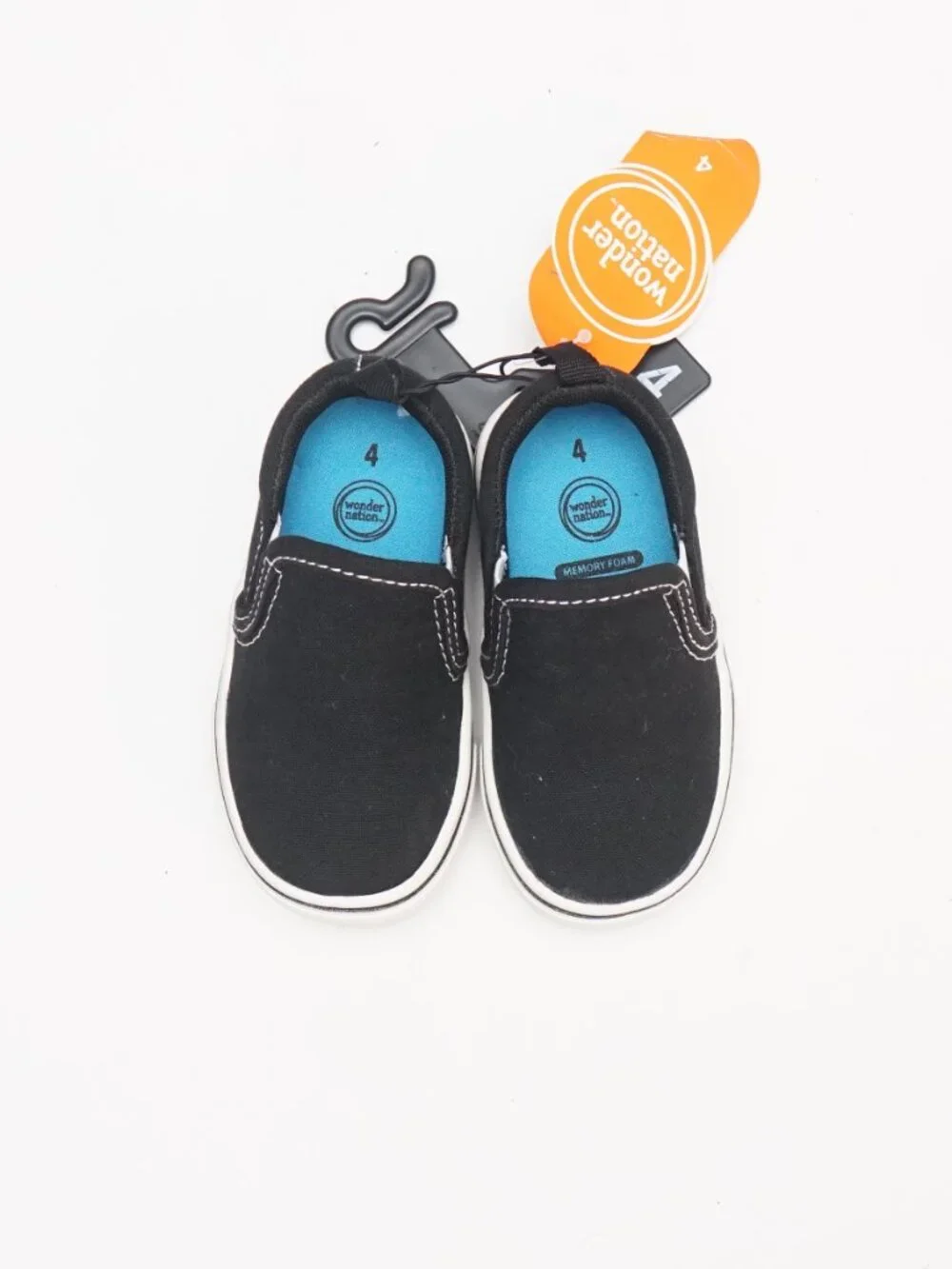 Wonder Nation Toddler Slip-On Shoes, Size 4, Black/White, SKU WQ4